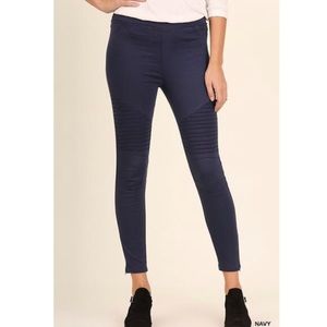 Umgee Navy Moto Legging Pants New Navy